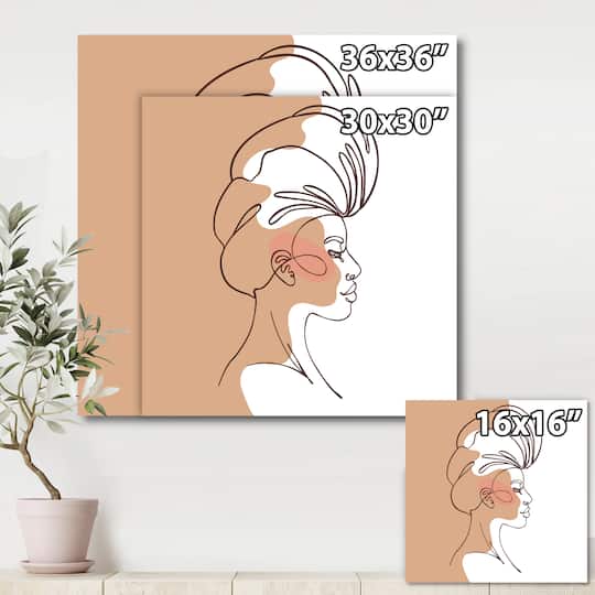 Designart - One Line Portrait of African American Woman II